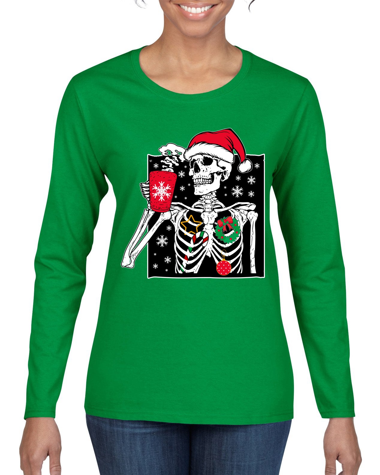 When You're Dead Inside But It's Christmas Ugly Christmas Sweater, Christmas Gifts, Funny Xmas Gift Idea, Womens Graphic Long Sleeve T-Shirt