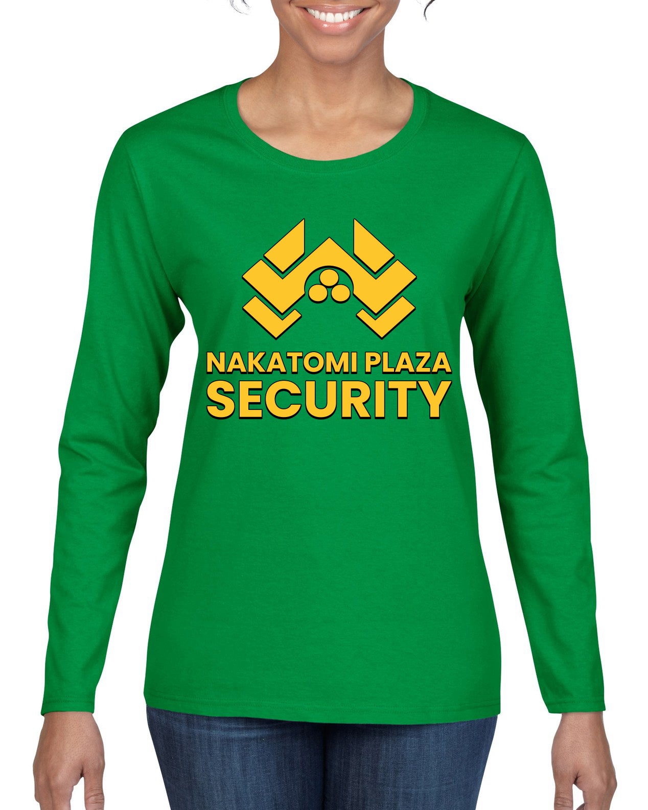 Nakatomi Plaza Security Movie Ugly Christmas Sweater, Christmas Gifts, Funny Xmas Gift Idea, Womens Graphic Long Sleeve T-Shirt