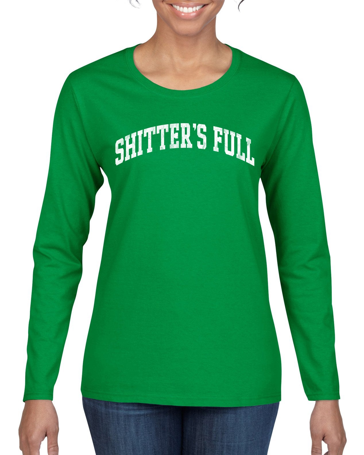 Vintage Movie Quote Shitter's Full, Christmas Gifts, Funny Xmas Gift Idea, Ugly Christmas Sweater Womens Graphic Long Sleeve T-Shirt