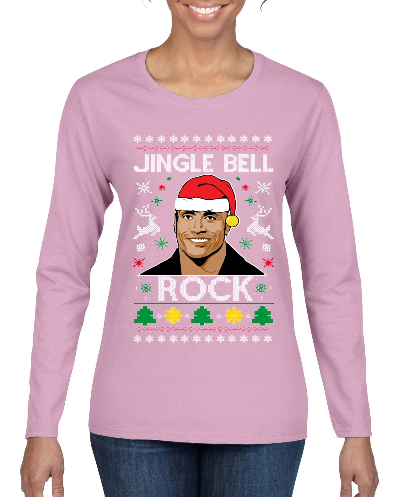 Jingle Bell Rock, Christmas Gifts, Funny Xmas Gift Idea, Ugly Christmas Sweater Womens Graphic Long Sleeve T-Shirt