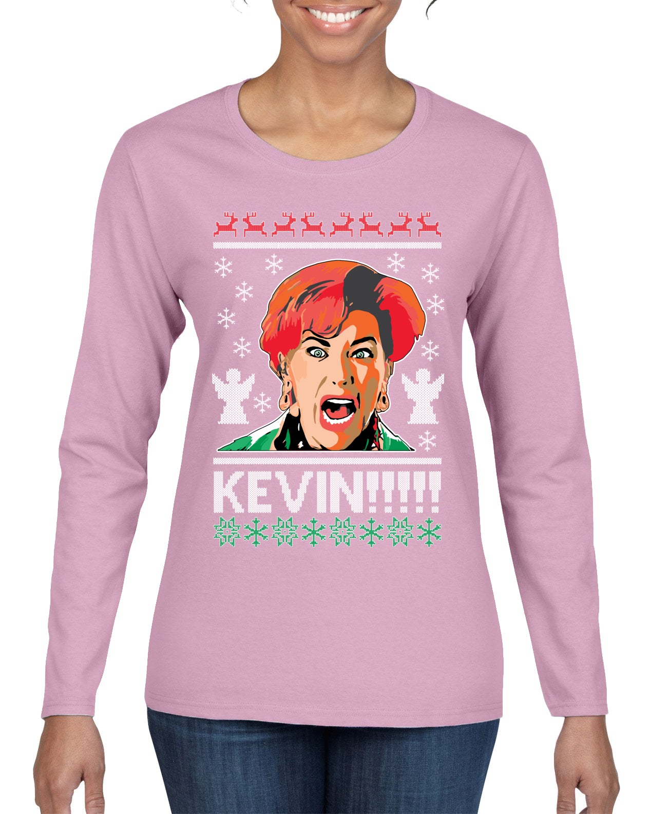 Kevin!!! Xmas Movie Classic, Christmas Gifts, Funny Xmas Gift Idea, Ugly Christmas Sweater Womens Graphic Long Sleeve T-Shirt