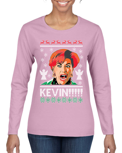 Kevin!!! Xmas Movie Classic, Christmas Gifts, Funny Xmas Gift Idea, Ugly Christmas Sweater Womens Graphic Long Sleeve T-Shirt