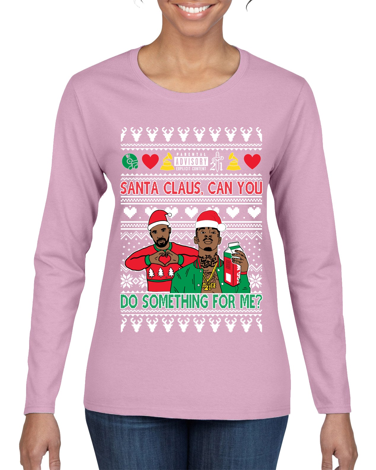 Santa Claus, Can You Do Something For Me? ,Christmas Gifts, Funny Xmas Gift Idea, Ugly Christmas Sweater Womens Graphic Long Sleeve T-Shirt