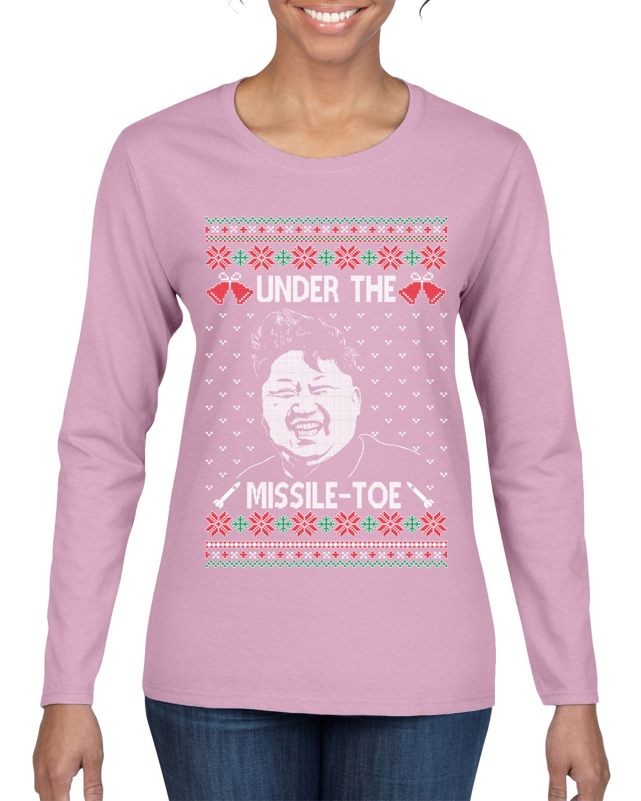 Under The Missle Toe ,Christmas Gifts, Funny Xmas Gift Idea, Ugly Christmas Sweater Womens Graphic Long Sleeve T-Shirt