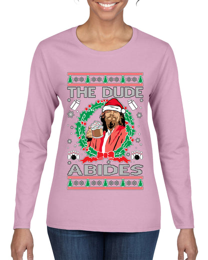 Big Lebowski - The Dude Abides, Christmas Gifts, Funny Xmas Gift Idea, Ugly Christmas Sweater Womens Graphic Long Sleeve T-Shirt