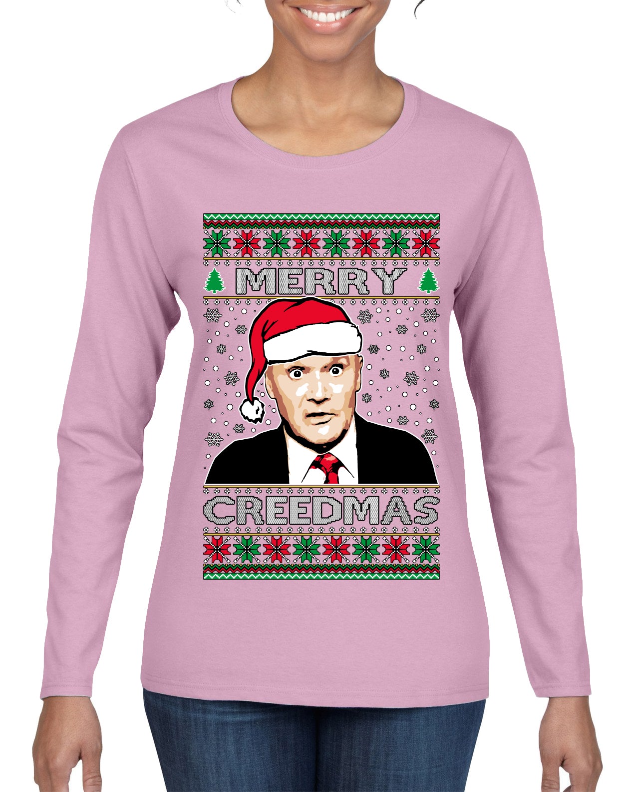 Merry Creedmas , Merry Christmas Tee, Ugly Christmas,  Sweater Womens Graphic Long Sleeve T-Shirt