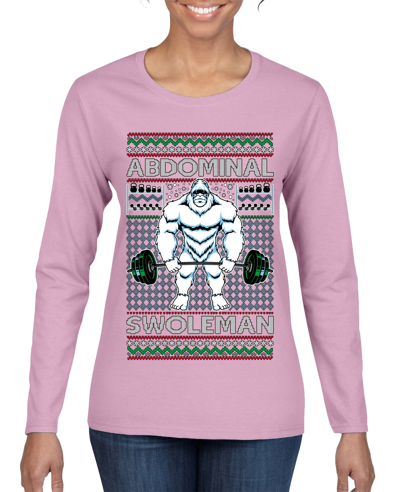 Merry Liftmas Abdominal Swoleman, Christmas Gifts, Funny Xmas Gift Idea, Ugly Christmas Sweater Womens Graphic Long Sleeve T-Shirt