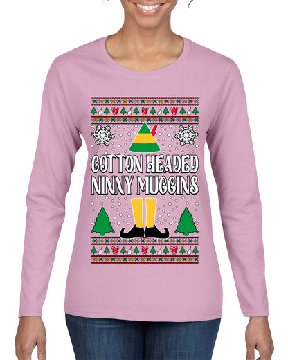 Cotton Headed Muggins Christmas Movie Quote, Christmas Gifts, Funny Xmas Gift Idea, Ugly Christmas Sweater Womens Graphic Long Sleeve T-Shirt