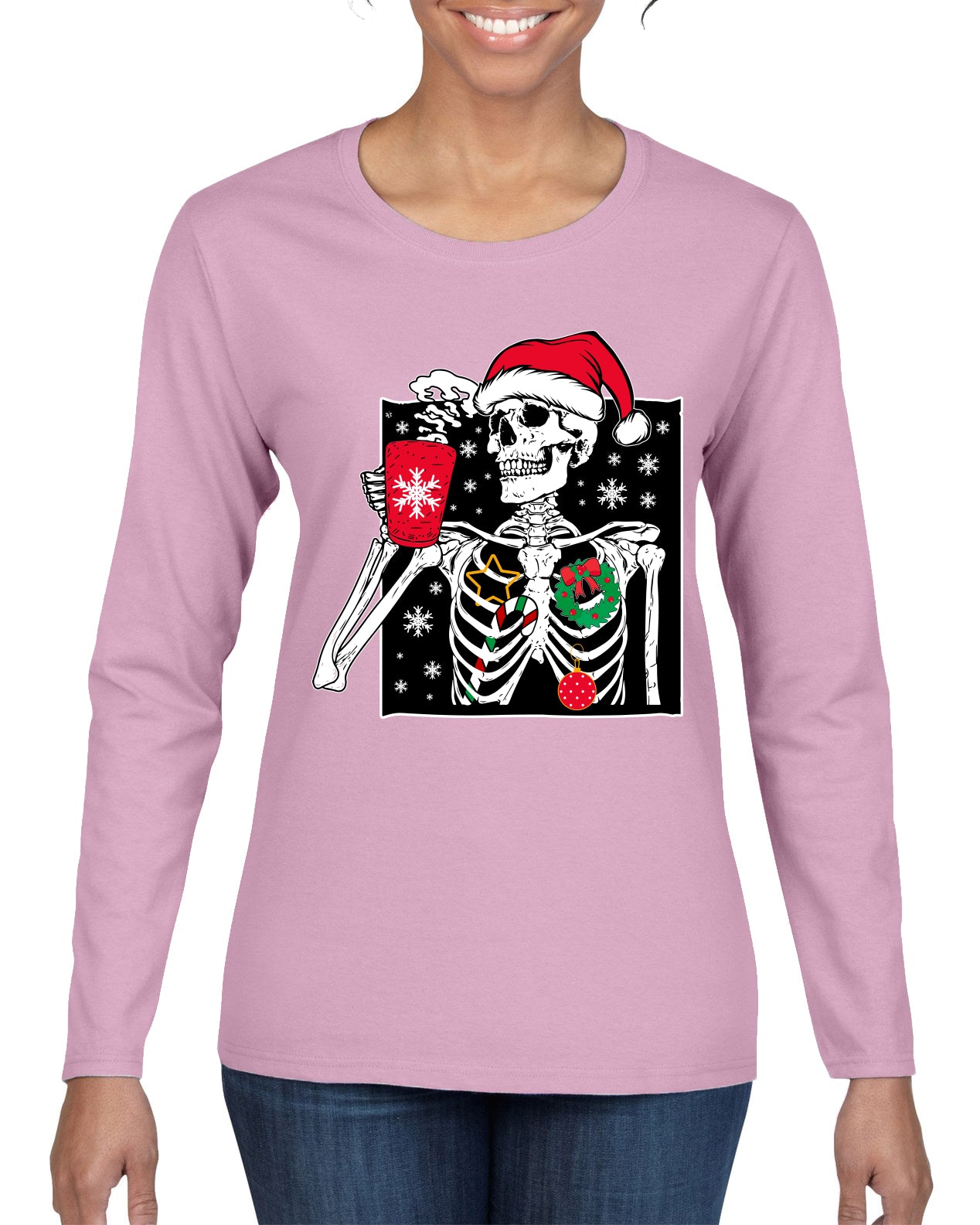 When You're Dead Inside But It's Christmas Ugly Christmas Sweater, Christmas Gifts, Funny Xmas Gift Idea, Womens Graphic Long Sleeve T-Shirt