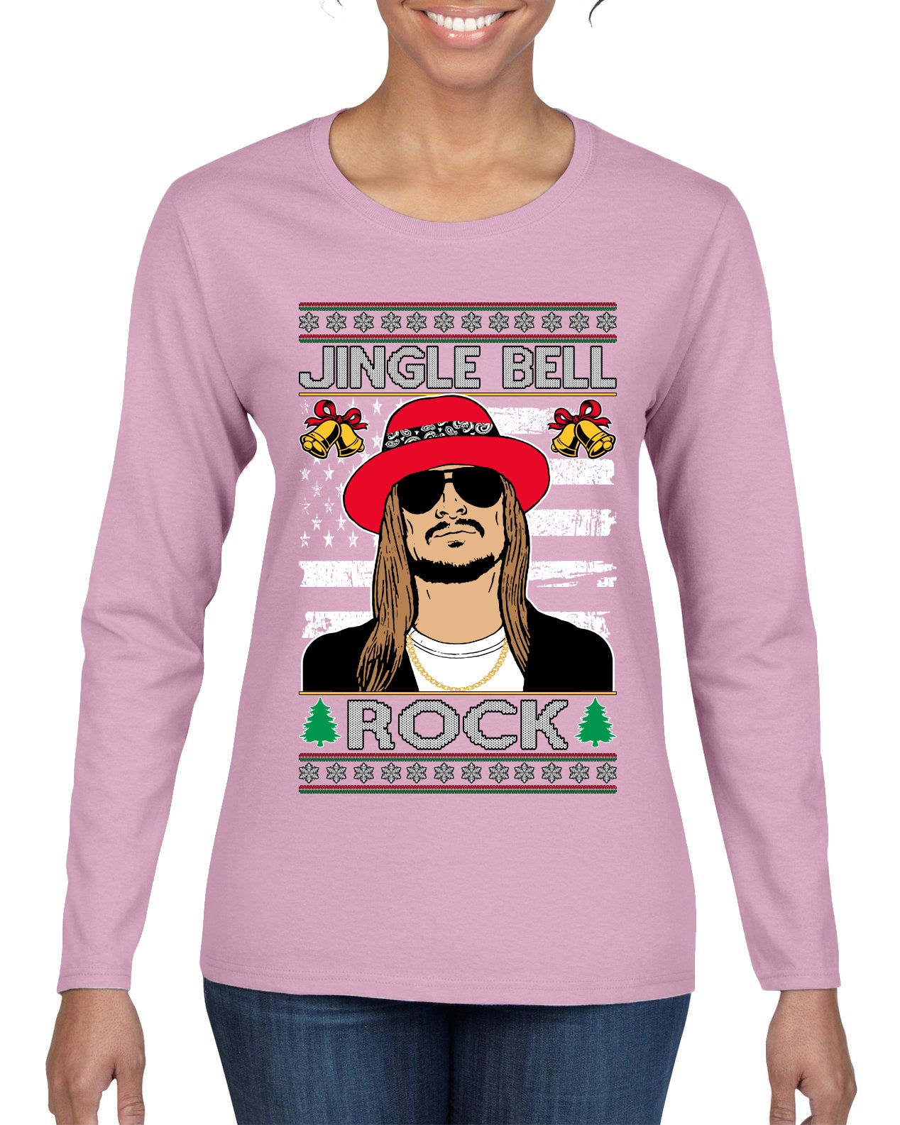 Kid RapperJingle Bell Rock  Country Music, Christmas Gifts, Funny Xmas Gift Idea Ugly Christmas Sweater Womens Graphic Long Sleeve T-Shirt