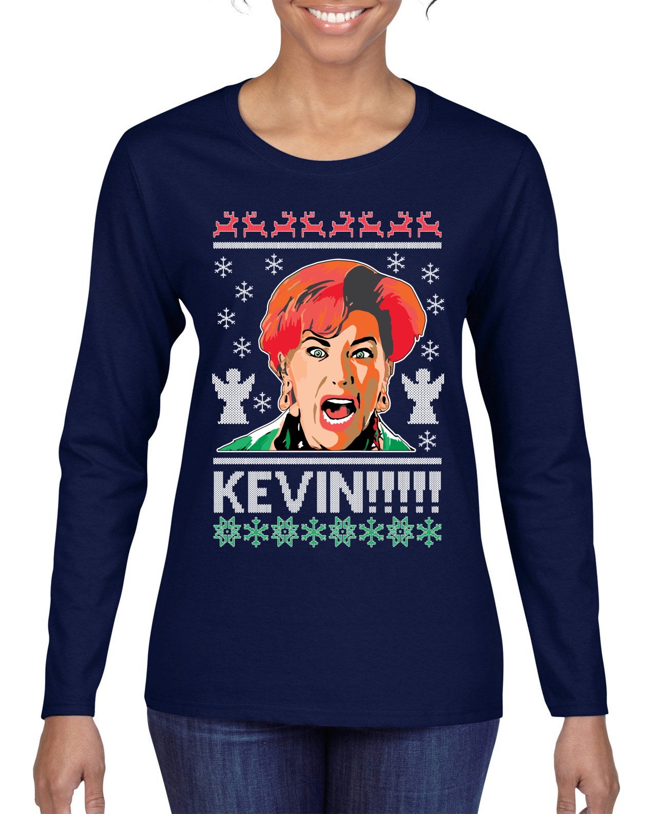 Kevin!!! Xmas Movie Classic, Christmas Gifts, Funny Xmas Gift Idea, Ugly Christmas Sweater Womens Graphic Long Sleeve T-Shirt