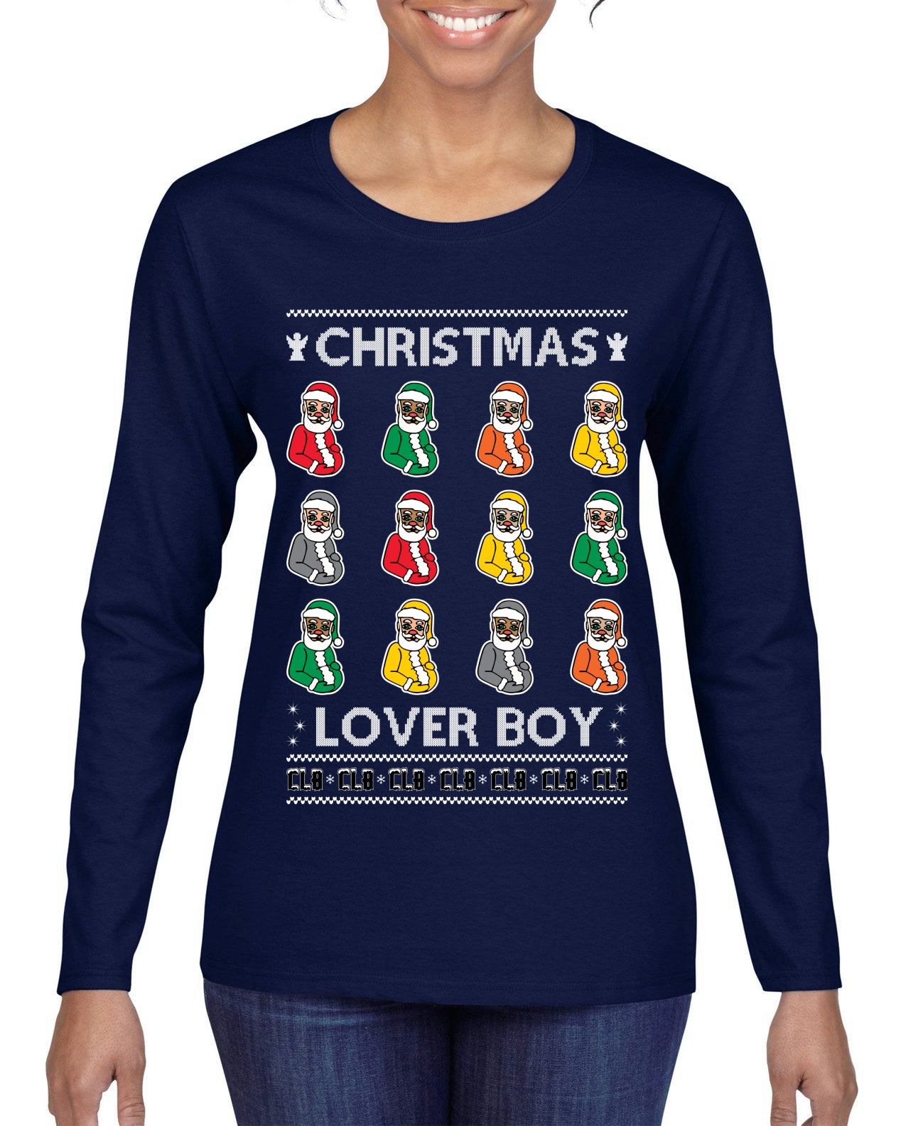 Christmas Lover Boy Album Cover, Christmas Gifts, Funny Xmas Gift Idea, Ugly Christmas Sweater Womens Graphic Long Sleeve T-Shirt