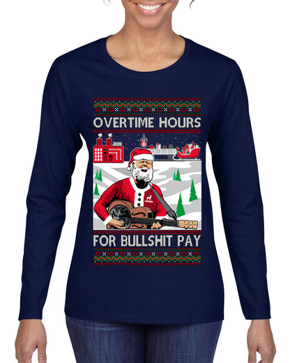 Overtime Hours Rich Men North of Richmond, Christmas Gifts, Funny Xmas Gift Idea, Ugly Christmas Sweater Womens Graphic Long Sleeve T-Shirt