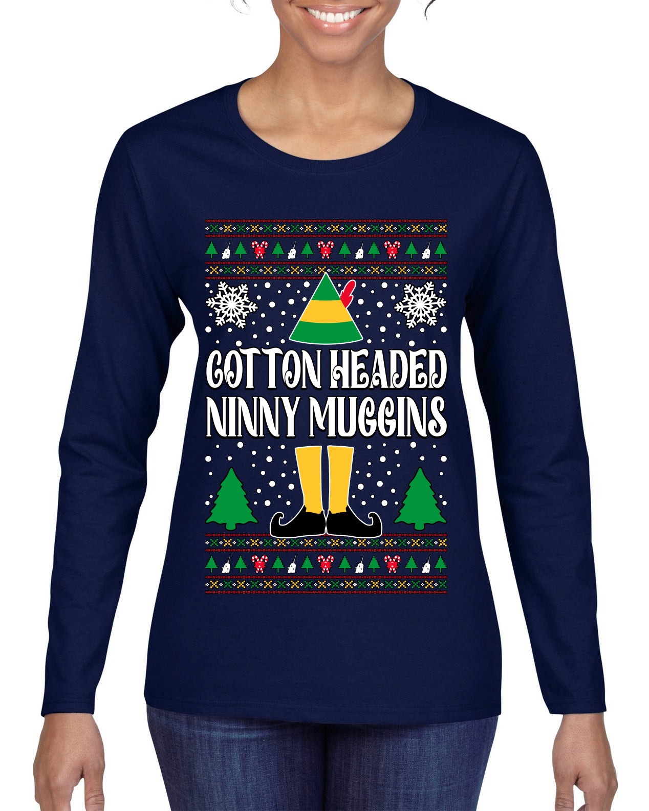 Cotton Headed Muggins Christmas Movie Quote, Christmas Gifts, Funny Xmas Gift Idea, Ugly Christmas Sweater Womens Graphic Long Sleeve T-Shirt