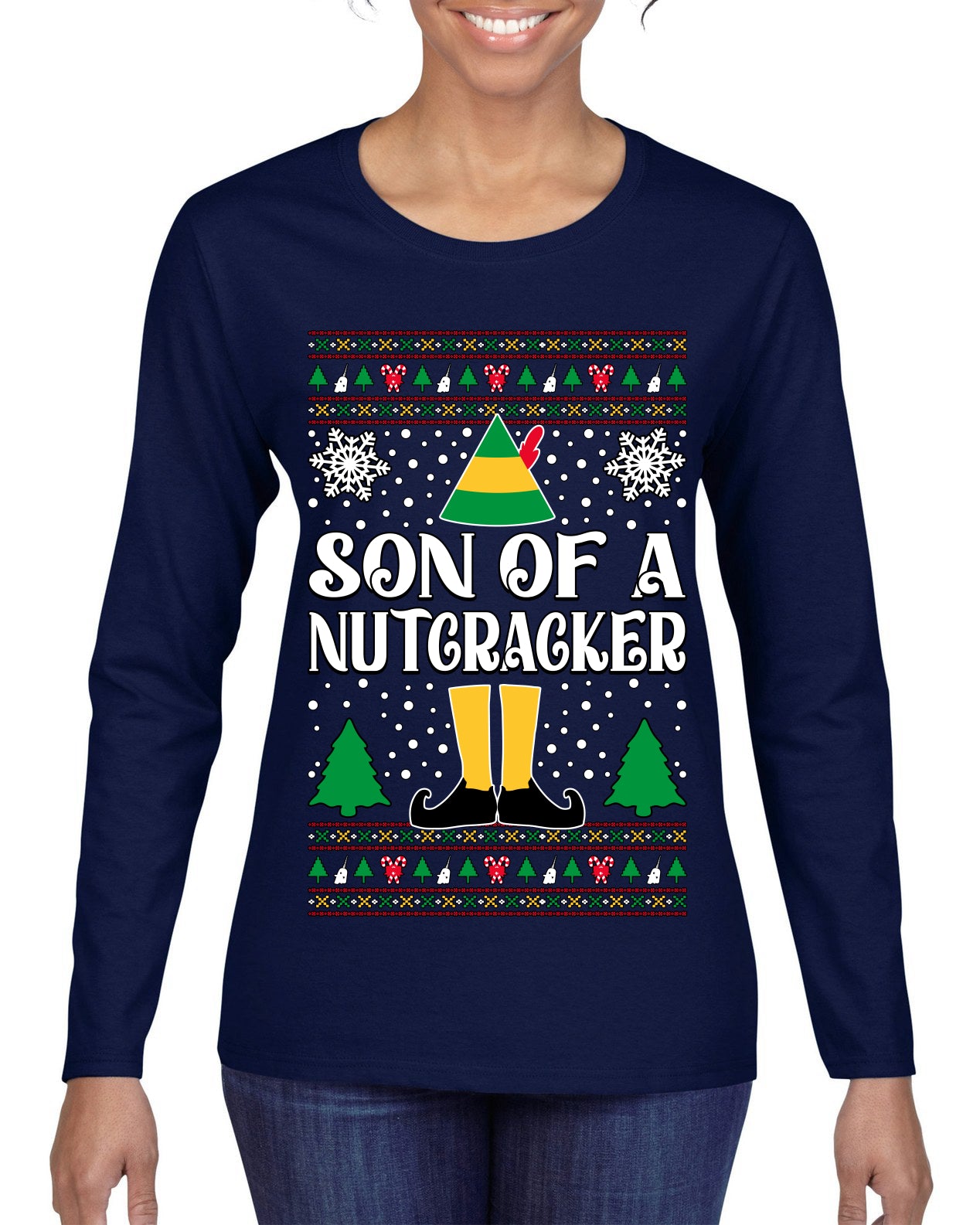 Son Of A Nutcracker Christmas Movie Quote, Christmas Gifts, Funny Xmas Gift Idea, Ugly Christmas Sweater Womens Graphic Long Sleeve T-Shirt