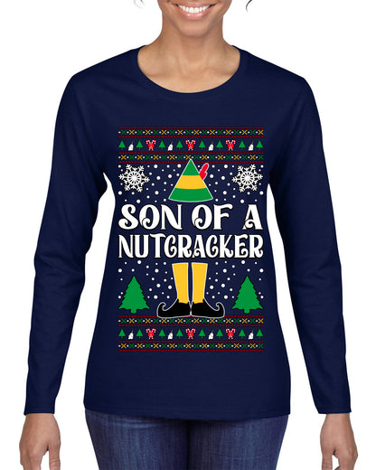 Son Of A Nutcracker Christmas Movie Quote, Christmas Gifts, Funny Xmas Gift Idea, Ugly Christmas Sweater Womens Graphic Long Sleeve T-Shirt