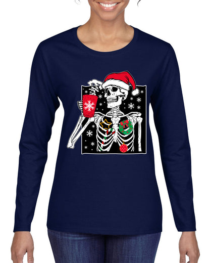 When You're Dead Inside But It's Christmas Ugly Christmas Sweater, Christmas Gifts, Funny Xmas Gift Idea, Womens Graphic Long Sleeve T-Shirt