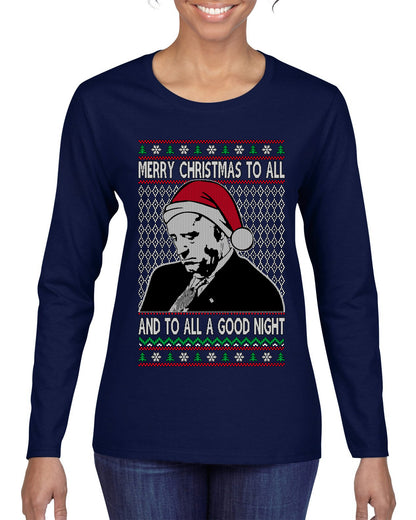 A Good Night Sleepy Joe Merry Xmas To All,Christmas Gifts, Funny Xmas Gift Idea, Ugly Christmas Sweater Womens Graphic Long Sleeve T-Shirt