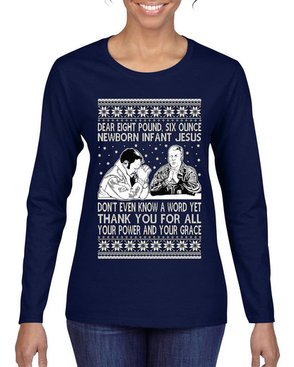 8 Pound 6 Ounce Baby Jesus Shake and Bake, Birthday Jesus,Christmas Gifts, Funny Xmas Gift Idea, Ugly Christmas Sweater Womens Graphic Long Sleeve T-Shirt