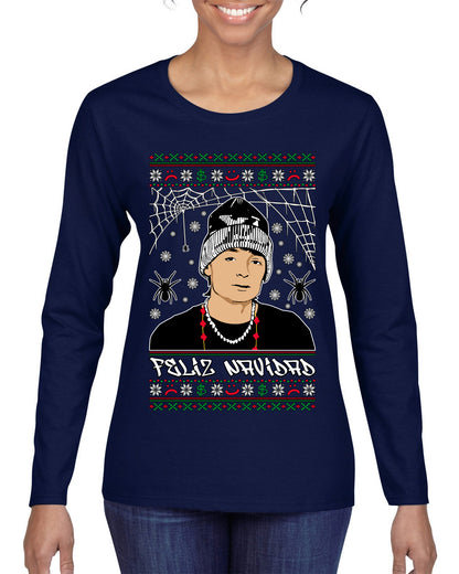Peso Feliz Navidad Pluma, Feliz Navidad,  Christmas Gifts, Funny Xmas Gift Idea, Ugly Christmas Sweater Womens Graphic Long Sleeve T-Shirt