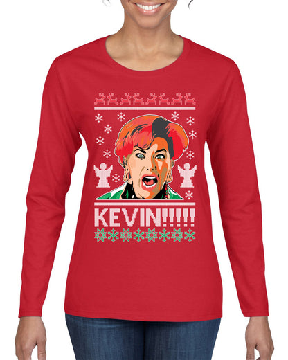 Kevin!!! Xmas Movie Classic, Christmas Gifts, Funny Xmas Gift Idea, Ugly Christmas Sweater Womens Graphic Long Sleeve T-Shirt