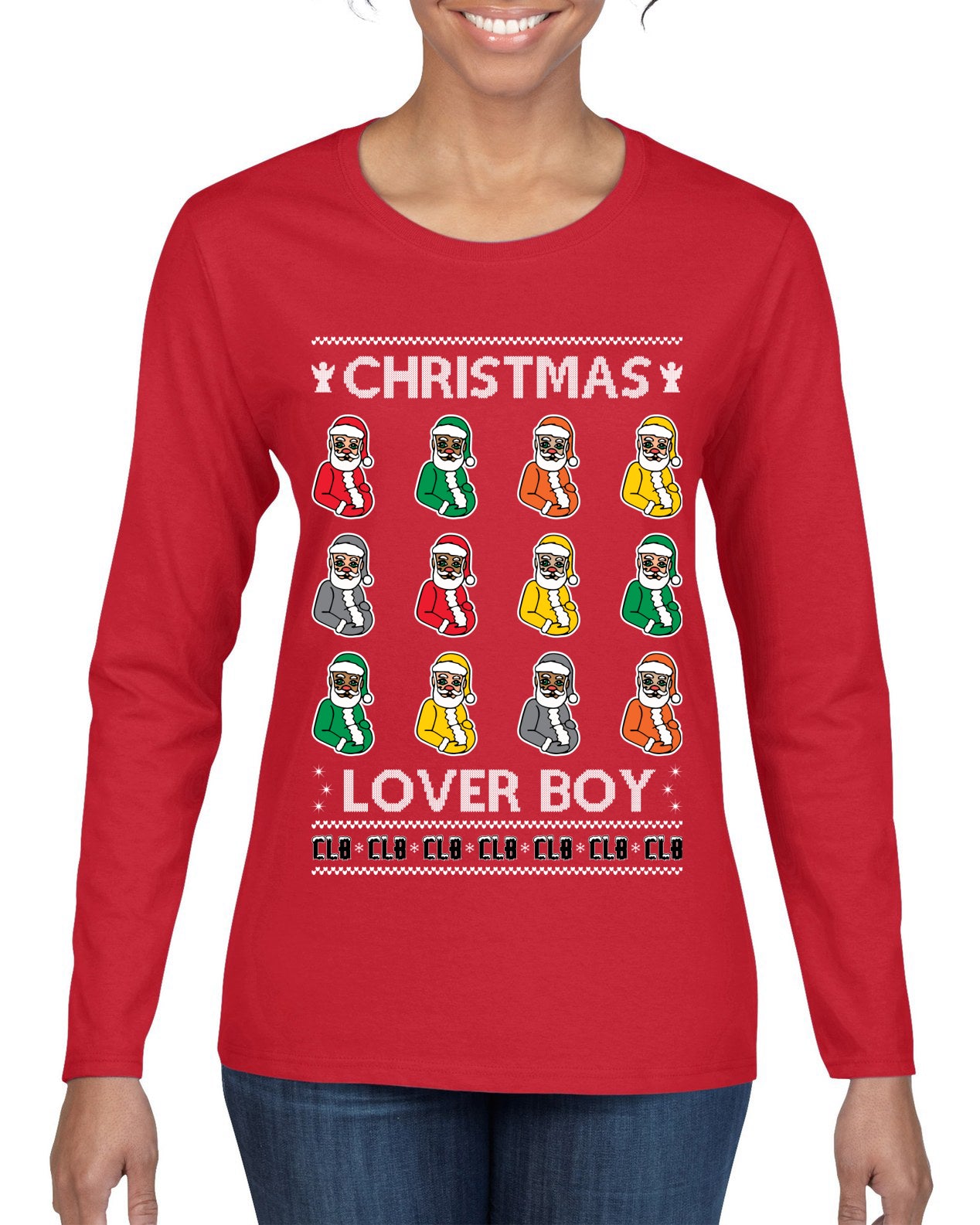 Christmas Lover Boy Funny Santa Rapper, Christmas Gifts, Funny Xmas Gift Idea, Ugly Christmas Sweater Womens Graphic Long Sleeve T-Shirt