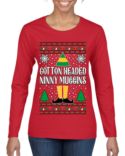 Cotton Headed Muggins Christmas Movie Quote, Christmas Gifts, Funny Xmas Gift Idea, Ugly Christmas Sweater Womens Graphic Long Sleeve T-Shirt