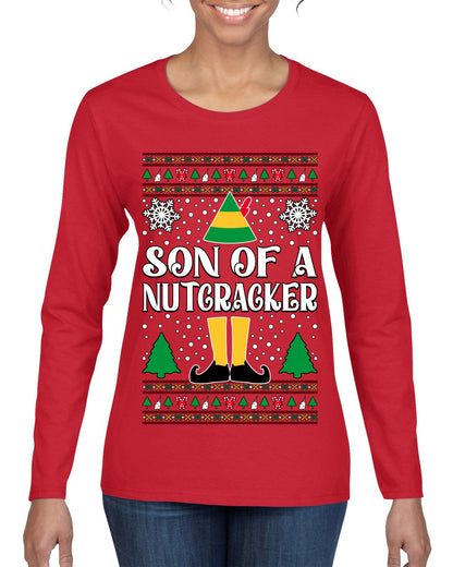 Son Of A Nutcracker Christmas Movie Quote, Christmas Gifts, Funny Xmas Gift Idea, Ugly Christmas Sweater Womens Graphic Long Sleeve T-Shirt