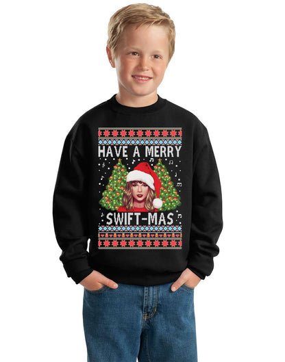 Merry Swiftmas Christmas Sweater, Christmas Gifts, Funny Xmas Gift Idea,Swiftie Shirt Ugly Christmas Sweater Unisex Boys Girls Crewneck Graphic Sweatshirt