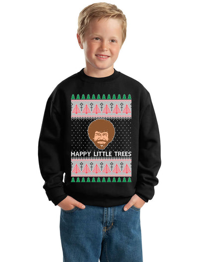 Bob Happy Little Trees Ross Painter Funny Sweater Ugly Christmas Sweater Unisex Boys Girls Crewneck Graphic Sweatshirt