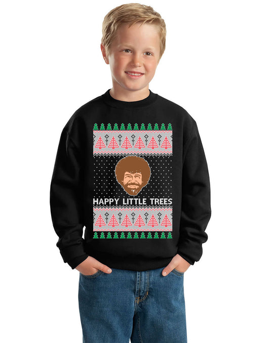 Bob Happy Little Trees Ross Painter Funny Sweater Ugly Christmas Sweater Unisex Boys Girls Crewneck Graphic Sweatshirt