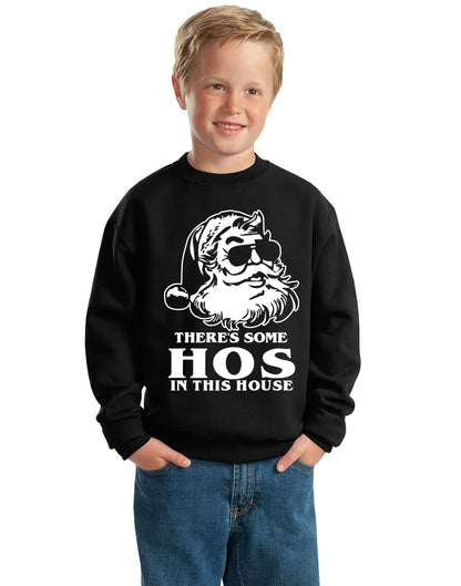 There's Some Hos In This House, , Christmas Gifts, Funny Xmas Gift Idea, Ugly Christmas Sweater Unisex Boys Girls Crewneck Graphic Sweatshirt