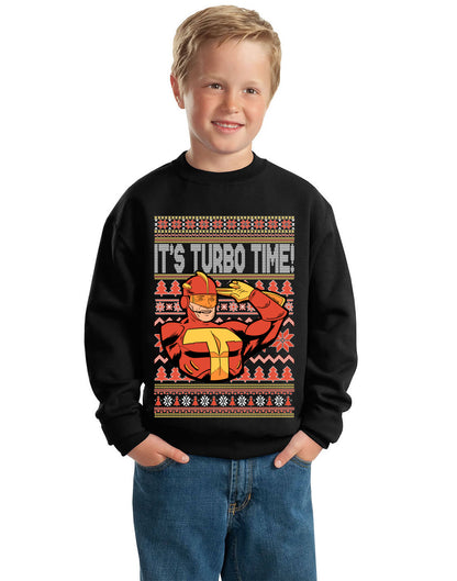 Turboman It's Turbo Time! , Christmas Gifts, Funny Xmas Gift Idea,  Ugly Christmas Sweater Unisex Boys Girls Crewneck Graphic Sweatshirt