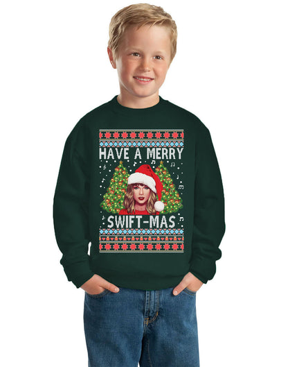 Merry Swiftmas Christmas Sweater, Christmas Gifts, Funny Xmas Gift Idea,Swiftie Shirt Ugly Christmas Sweater Unisex Boys Girls Crewneck Graphic Sweatshirt