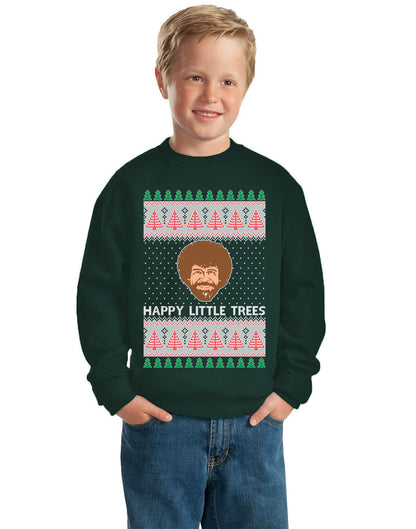 Bob Happy Little Trees Ross Painter Funny Sweater Ugly Christmas Sweater Unisex Boys Girls Crewneck Graphic Sweatshirt