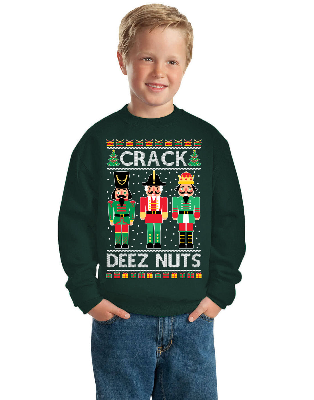 Crack Deez Nuts Meme Ugly , Christmas Gifts, Funny Xmas Gift Idea,  Ugly Christmas Sweater Unisex Boys Girls Crewneck Graphic Sweatshirt
