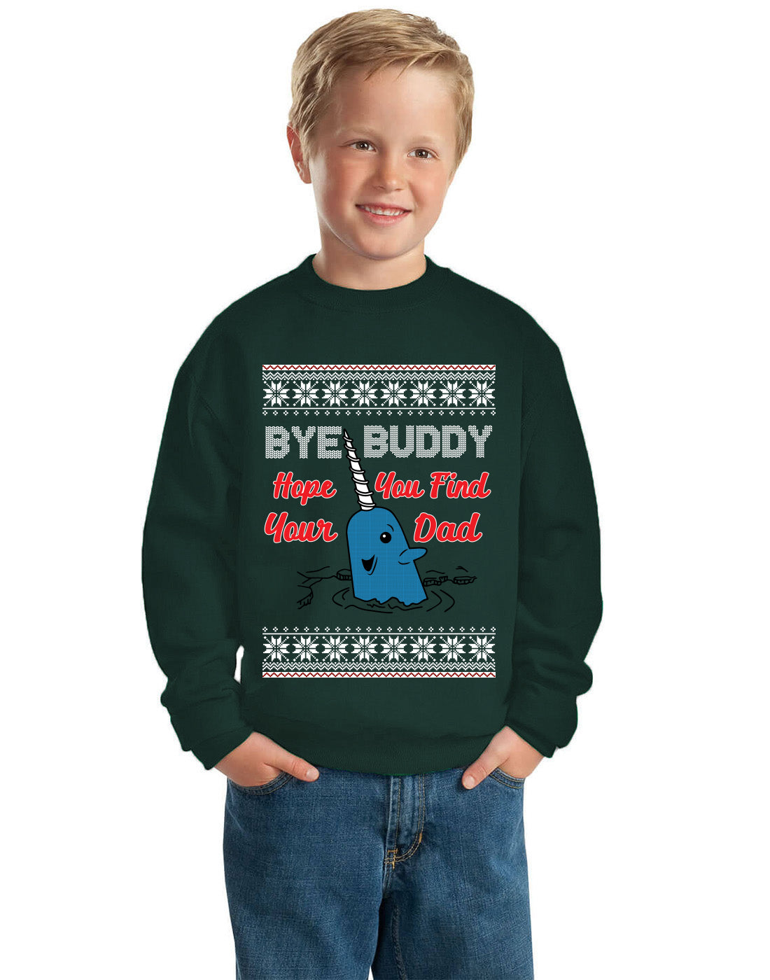 Narwhal Hope You Find Your Dad Quote, Christmas Gifts, Funny Xmas Gift Idea, Ugly Christmas Sweater Unisex Boys Girls Crewneck Graphic Sweatshirt