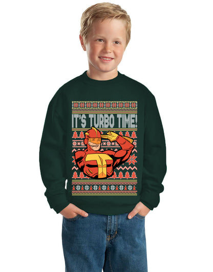 Turboman It's Turbo Time! , Christmas Gifts, Funny Xmas Gift Idea,  Ugly Christmas Sweater Unisex Boys Girls Crewneck Graphic Sweatshirt