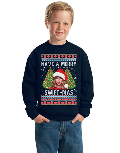 Merry Swiftmas Christmas Sweater, Christmas Gifts, Funny Xmas Gift Idea,Swiftie Shirt Ugly Christmas Sweater Unisex Boys Girls Crewneck Graphic Sweatshirt