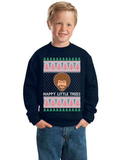 Bob Happy Little Trees Ross Painter Funny Sweater Ugly Christmas Sweater Unisex Boys Girls Crewneck Graphic Sweatshirt