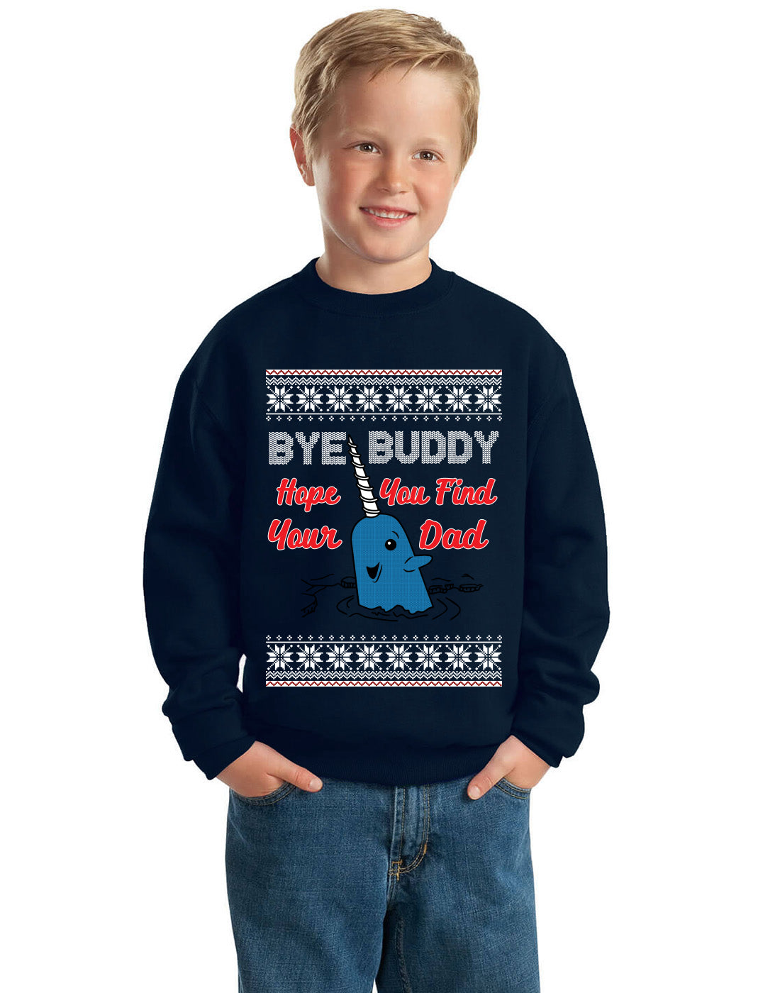 Narwhal Hope You Find Your Dad Quote, Christmas Gifts, Funny Xmas Gift Idea, Ugly Christmas Sweater Unisex Boys Girls Crewneck Graphic Sweatshirt