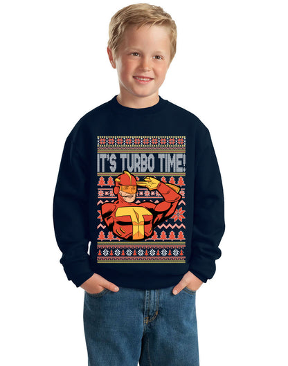 Turboman It's Turbo Time! , Christmas Gifts, Funny Xmas Gift Idea,  Ugly Christmas Sweater Unisex Boys Girls Crewneck Graphic Sweatshirt