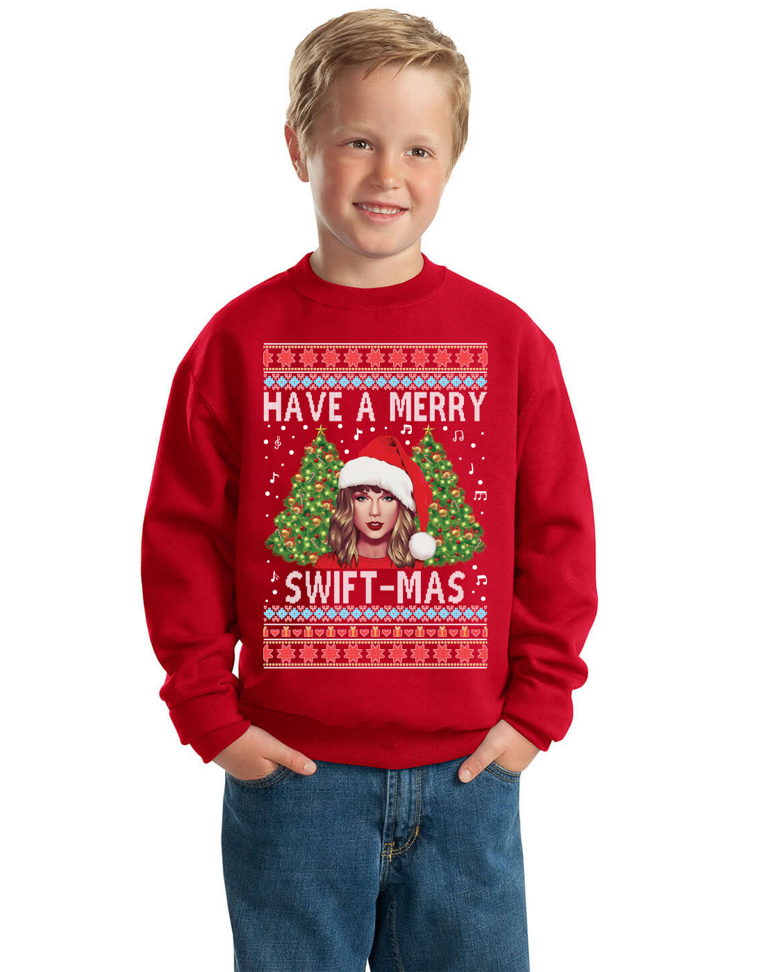 Merry Swiftmas Christmas Sweater, Christmas Gifts, Funny Xmas Gift Idea,Swiftie Shirt Ugly Christmas Sweater Unisex Boys Girls Crewneck Graphic Sweatshirt