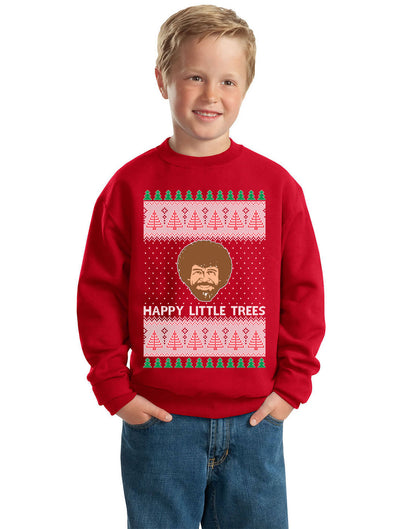 Bob Happy Little Trees Ross Painter Funny Sweater Ugly Christmas Sweater Unisex Boys Girls Crewneck Graphic Sweatshirt