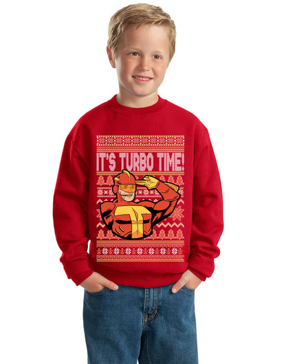 Turboman It's Turbo Time! , Christmas Gifts, Funny Xmas Gift Idea,  Ugly Christmas Sweater Unisex Boys Girls Crewneck Graphic Sweatshirt