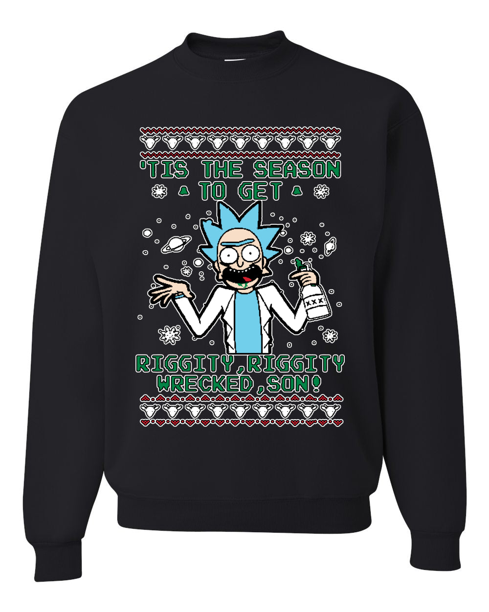 Tis The Season To Get Riggity, Riggity Wrecked, Son! Anime, Christmas Gifts, Funny Xmas Gift Idea, Ugly Christmas Sweater Unisex Crewneck Sweatshirt