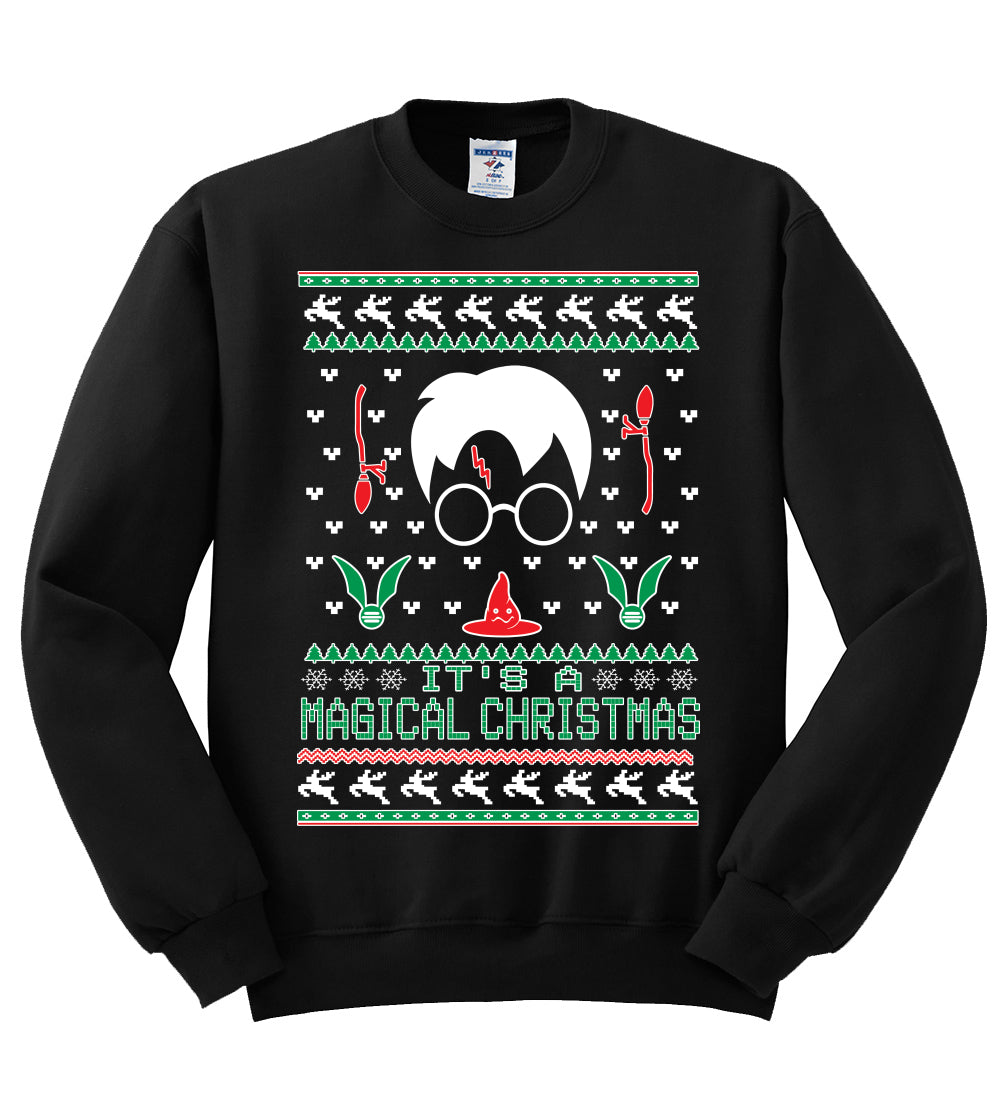 It's a Magical Christmas | Wizard Bolt, Christmas Gifts, Funny Xmas Gift Idea, Ugly Christmas Sweater Unisex Crewneck Sweatshirt