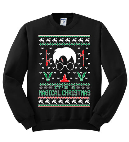 It's a Magical Christmas | Wizard Bolt, Christmas Gifts, Funny Xmas Gift Idea, Ugly Christmas Sweater Unisex Crewneck Sweatshirt