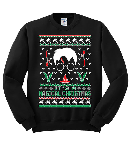 It's a Magical Christmas | Wizard Bolt, Christmas Gifts, Funny Xmas Gift Idea, Ugly Christmas Sweater Unisex Crewneck Sweatshirt