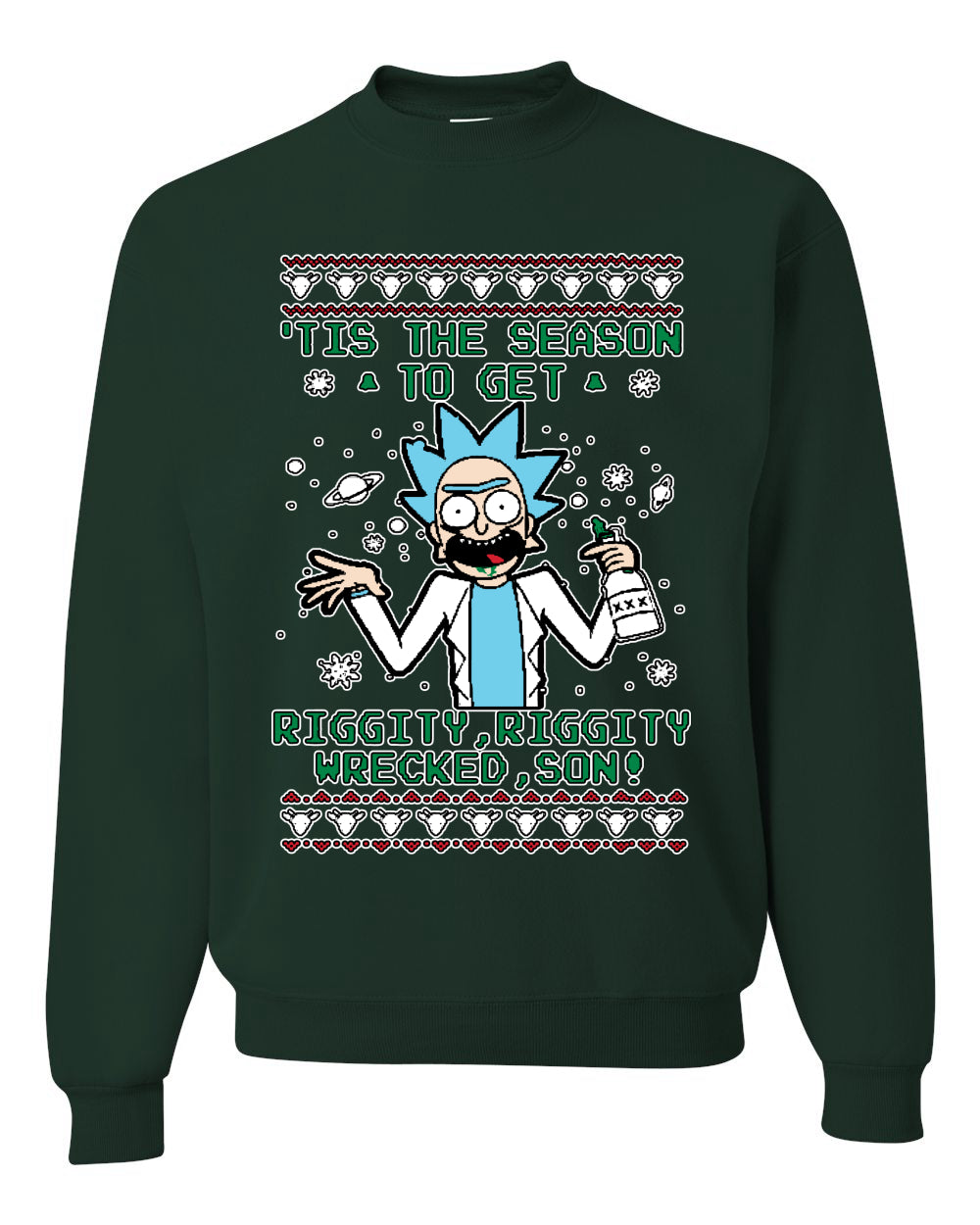 Tis The Season To Get Riggity, Riggity Wrecked, Son! Anime, Christmas Gifts, Funny Xmas Gift Idea, Ugly Christmas Sweater Unisex Crewneck Sweatshirt